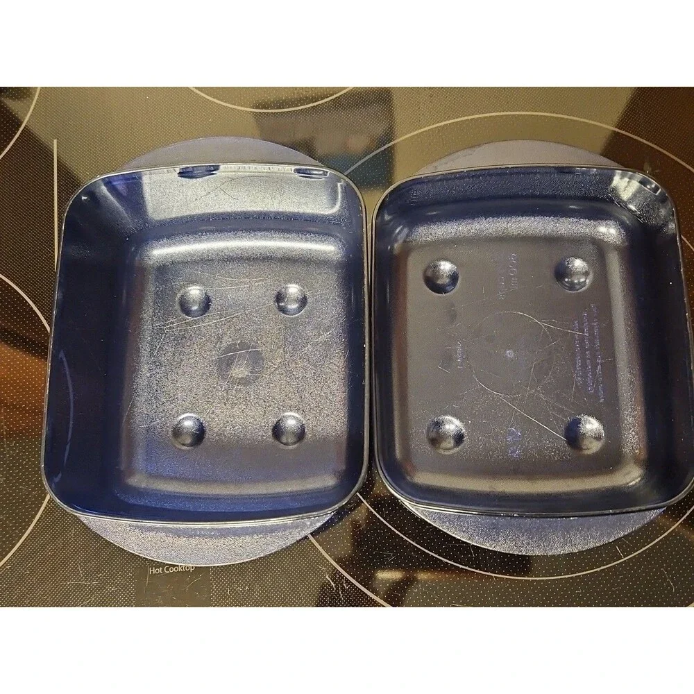 Set of 2 Tupperware Vent N Serve Medium Shallow / Medium Container Indigo Blue